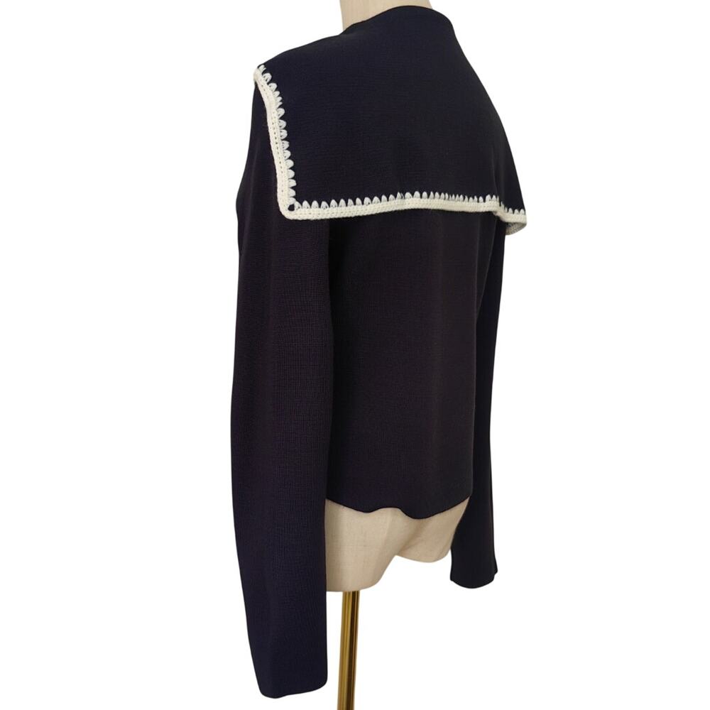 Sezane Naya Jumper  Marine with Ecru Details - Picture 9 of 12